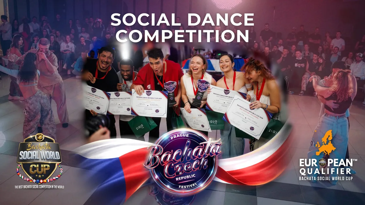Dancers on the competition floor at Bachata Czech Republic Festival